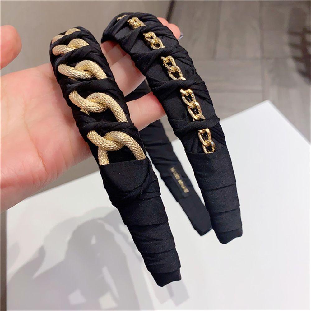 SHOUKEY Kẹp Tóc Kim Loại Màu Đen Phối Chuỗi Xích Handmade Thanh Lịch Cho Nữ