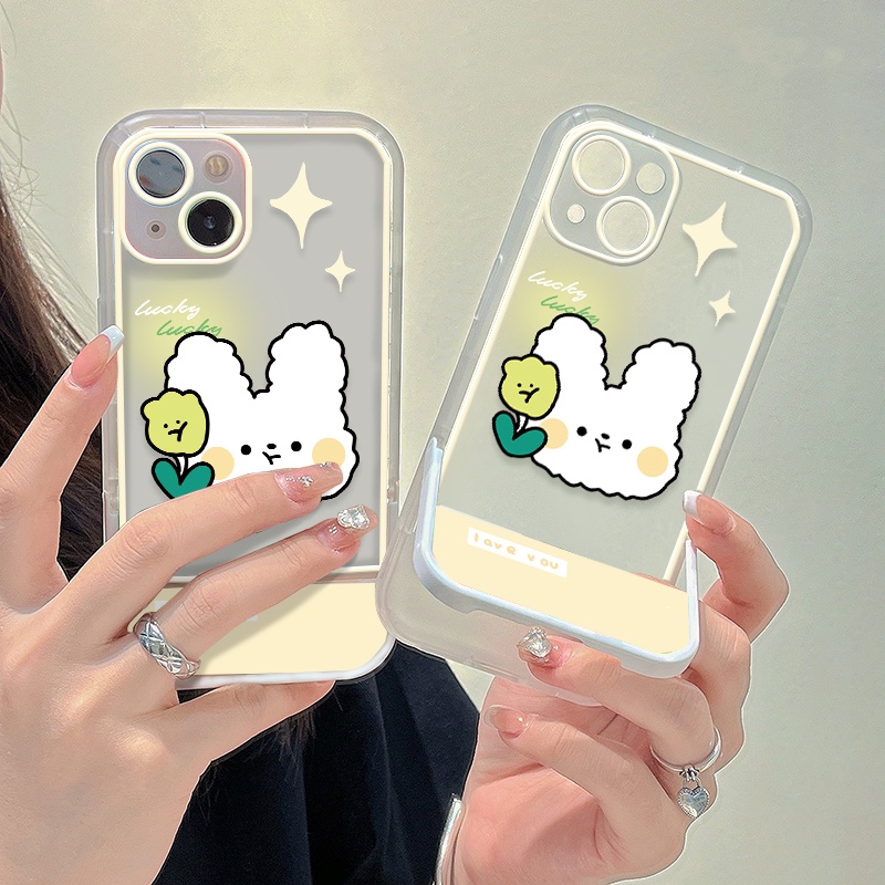 Ốp Điện Thoại Trong Suốt Chống Sốc Có Giá Đỡ Hình Thỏ Cho IPhone 13 12 11 Pro MAX X XR XS MAX 7 8 Plus 6 6S SE 2020