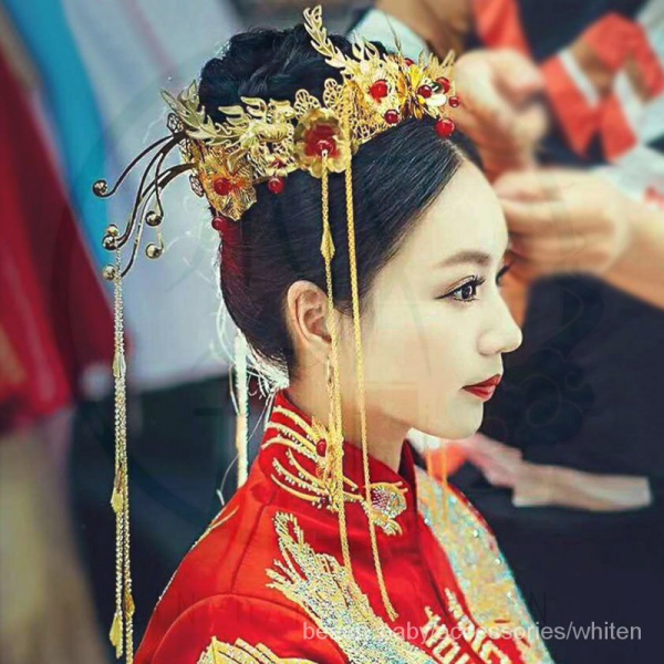 Vương miện cài tóc 48h đính tua rua phong cách cổ điển cho cô dâu