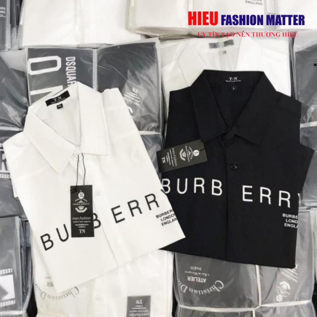 Áo sơ mi Nam Nữ ⚡ FREE SHIP ⚡ Áo sơ mi cộc tay Burberry logo kẻ ngang ngực 😍😍😍 !
