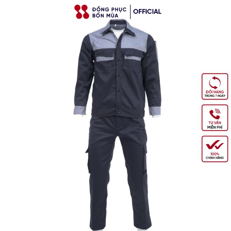 Bộ Quần áo kaki dài tay màu xanh than chất liệu vải loại dày kaki sẵn hàng 100% ảnh thật (B01.0104 -22)