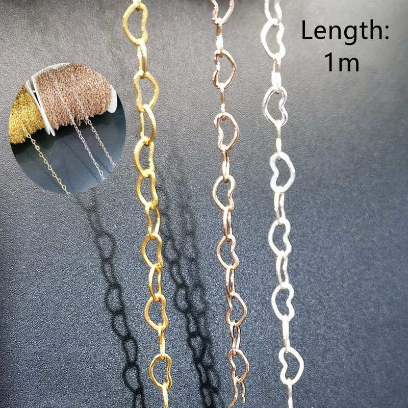 Dây xích dài 1m phối hình trái tim bằng đồng làm vòng cổ