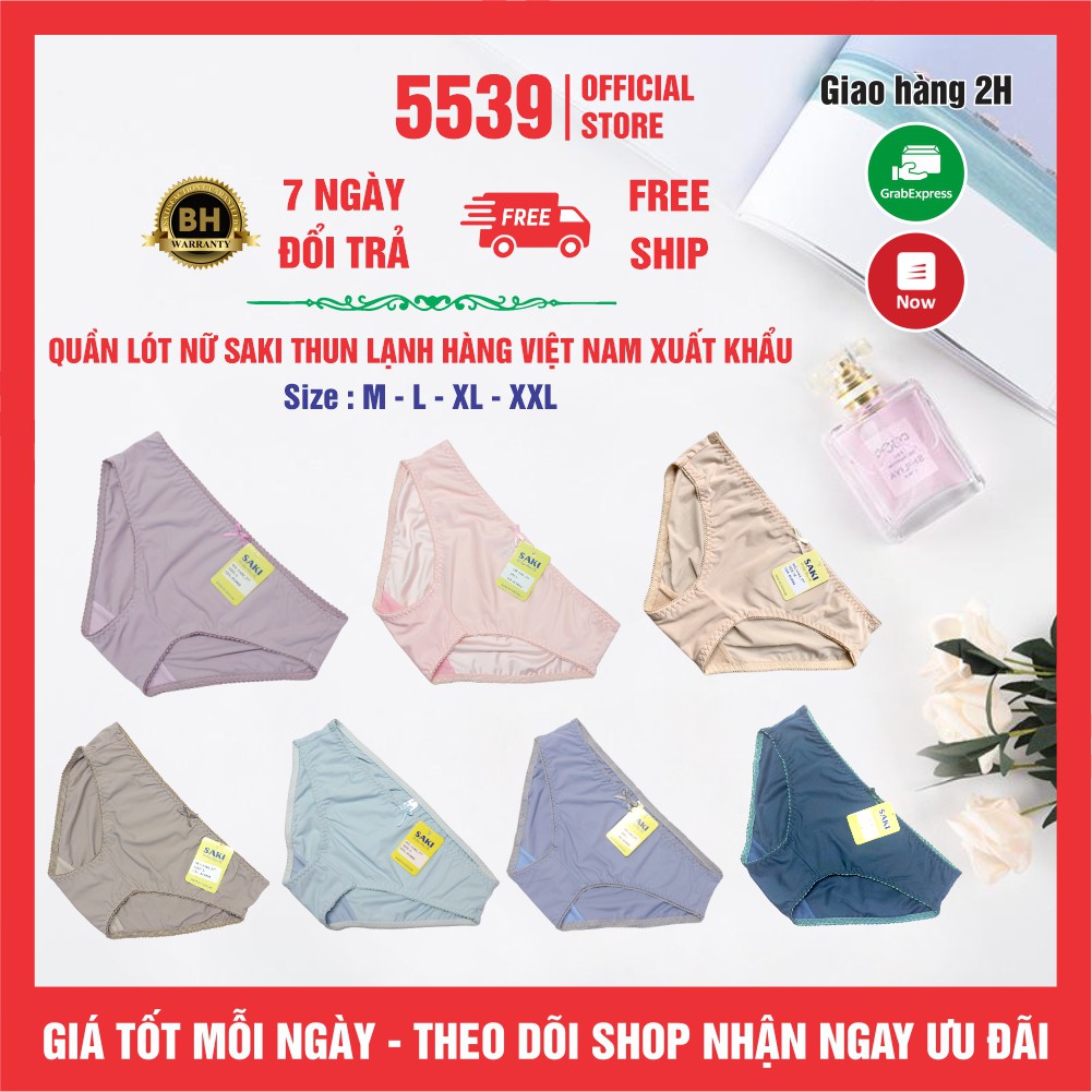 Quần lót nữ thun lạnh trơn bóng Saki nhiều màu co giản tốt mặc thoải mái dễ phối đồ  - Shop 5539