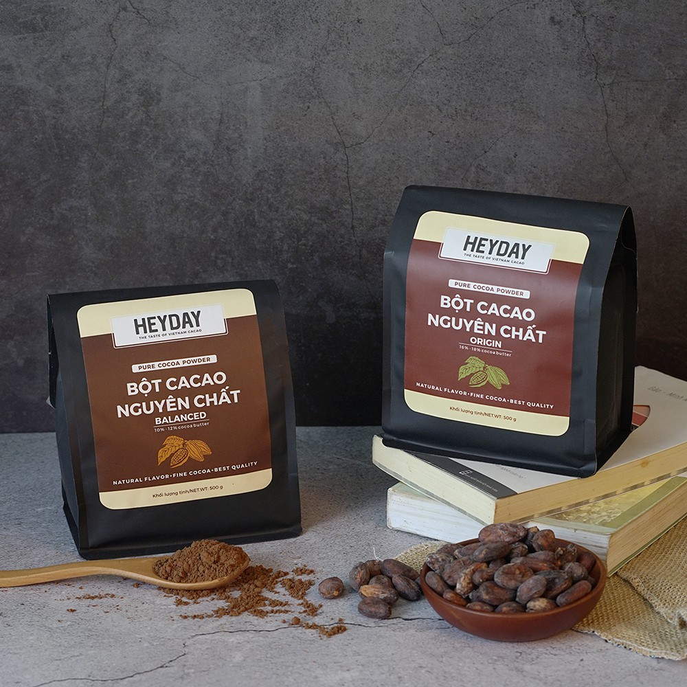 Bột cacao nguyên chất 100% Heyday - Dòng Balanced phổ thông [250g - 500g]