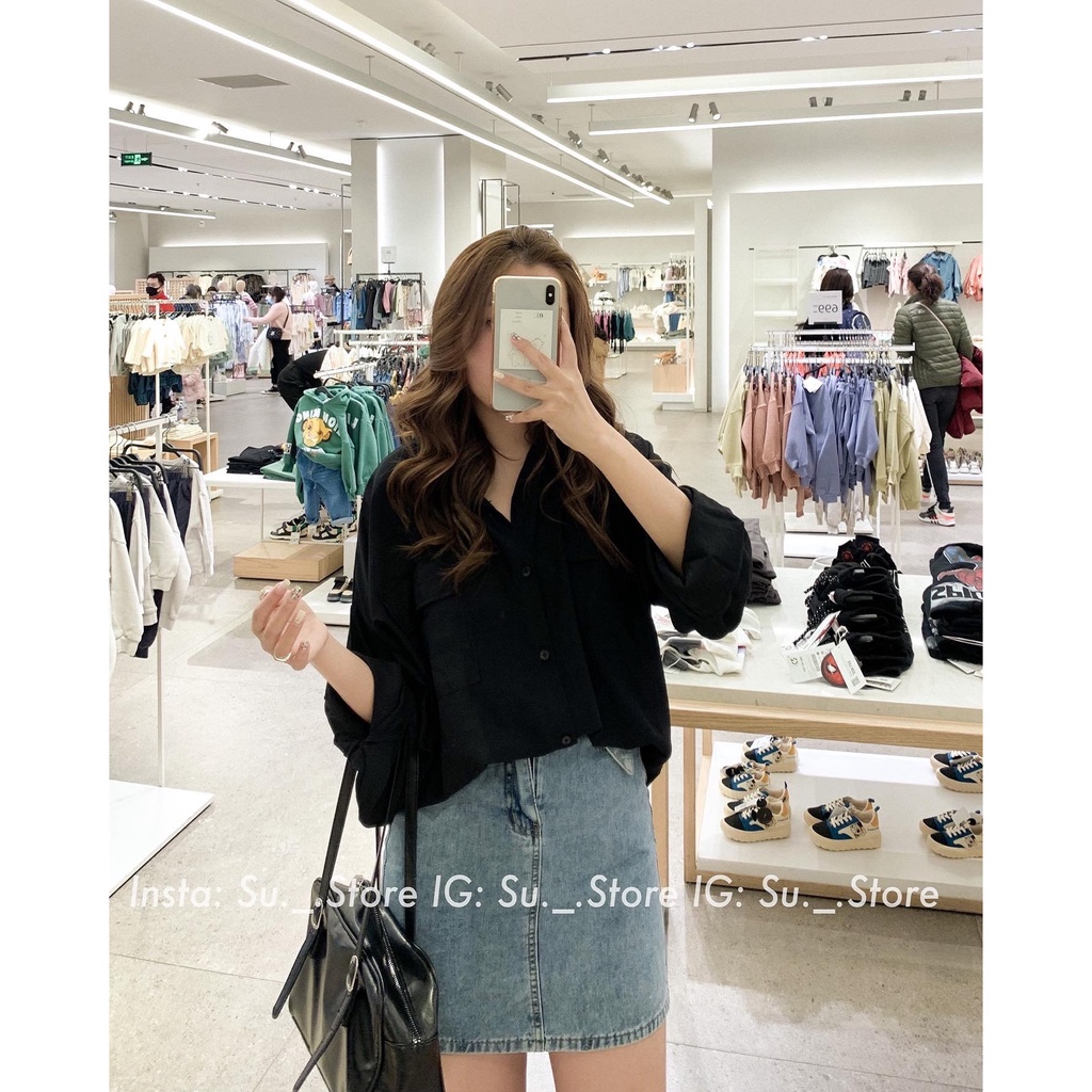 Áo sơ mi trơn lụa 2 túi vuông trước A2208 SUSTORE