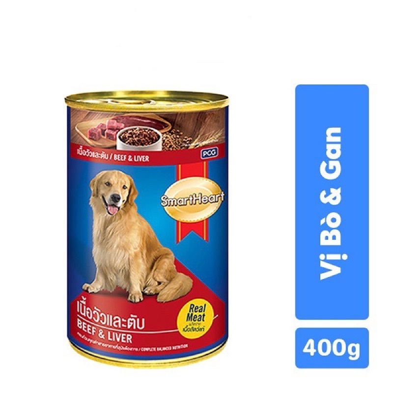 Pate Lon Cho Chó SmartHeart 400g vị bò/vị gà - Mixo Pet Town