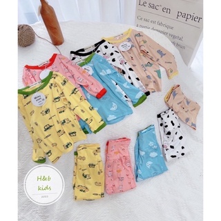 Bộ thun lạnh minky cạp cao dài tay cho bé