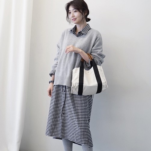 SUXI Áo Sơ Mi Tay Dài Dáng Rộng Họa Tiết Caro Phong Cách Hàn Quốc Thời Trang Cho Nữ