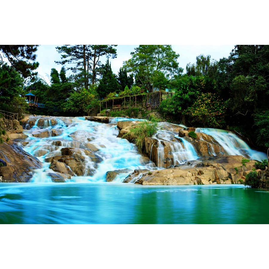 Tranh 3D Thác Nước Thiên Nhiên Đẹp Hũng Vỹ tạo thành khung cảnh tuyệt đẹp như trong cổ tích