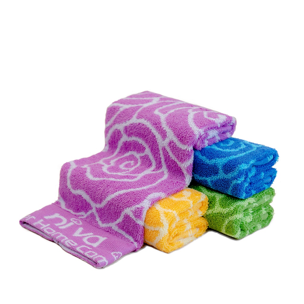 Combo 3 Khăn Mặt Cotton Tự Nhiên 100% NIVA Wp2 Thấm Hút Vượt Trội An Toàn Cho Da, Hoa Văn Kích Thước 280x480 mm