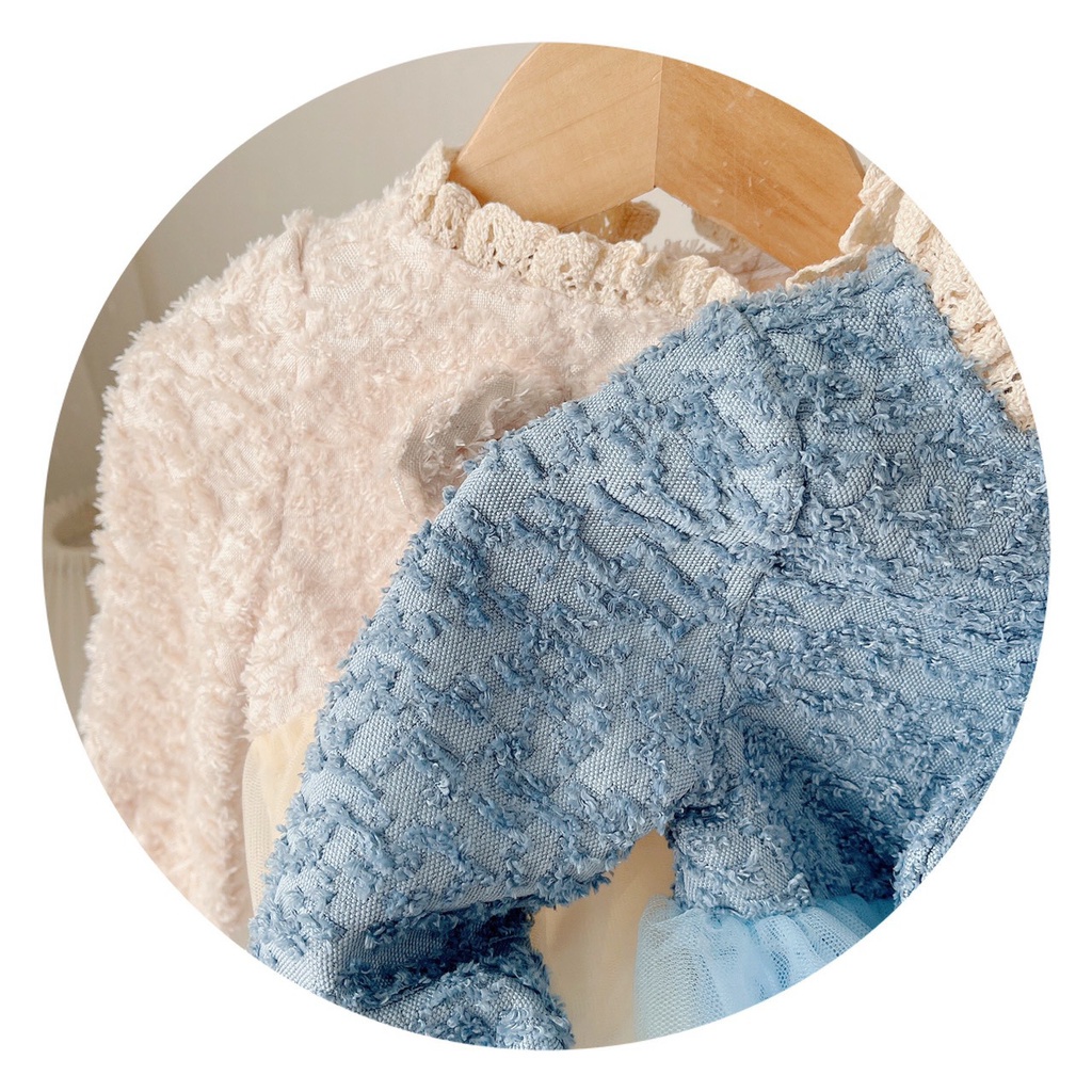 Váy thu dạ lông mỏng, mềm phối voan cho bé sz 8-19Kg (1-5 tuổi)