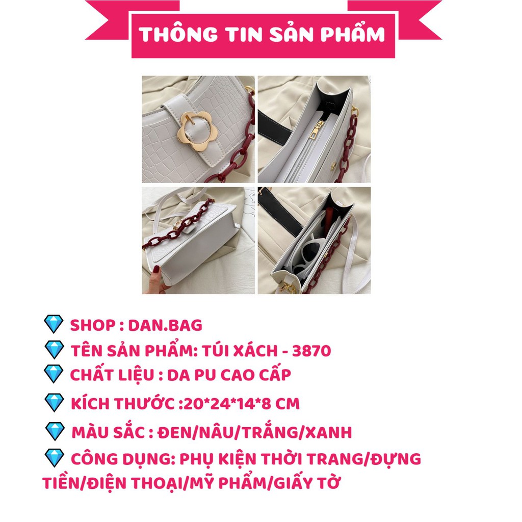 Túi Xách Nữ Đẹp giá rẻ da PU cao cấp dây đeo nhỏ nhắn phối móc cài hoa điệu đà năng động mã 3870