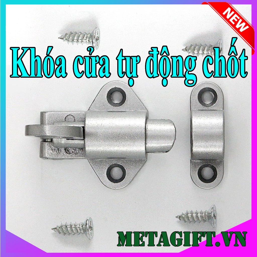 Chốt khóa cài cửa tự động cửa sổ cửa ra vào an toàn tự động bằng hợp kim nhôm (kèm ốc vít)