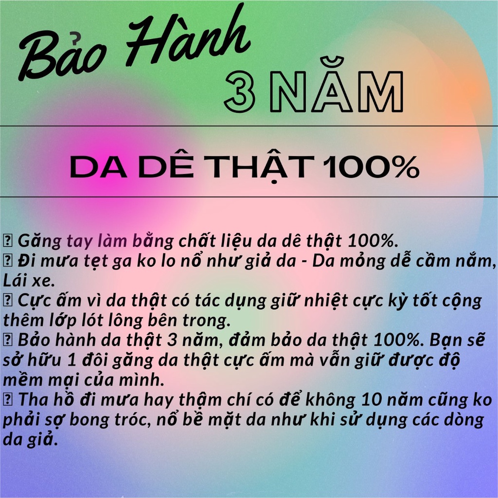 Găng Tay Da Dê Kéo Khóa Nam Màu Đen Đi Mưa Thoải Mái, Dễ Lái Xe - Không Bong, Không Nổ - Bảo Hành Da Thật 3 Năm