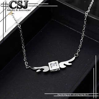 Dây chuyền inox nữ cánh thiên thần khối xoàn vuông