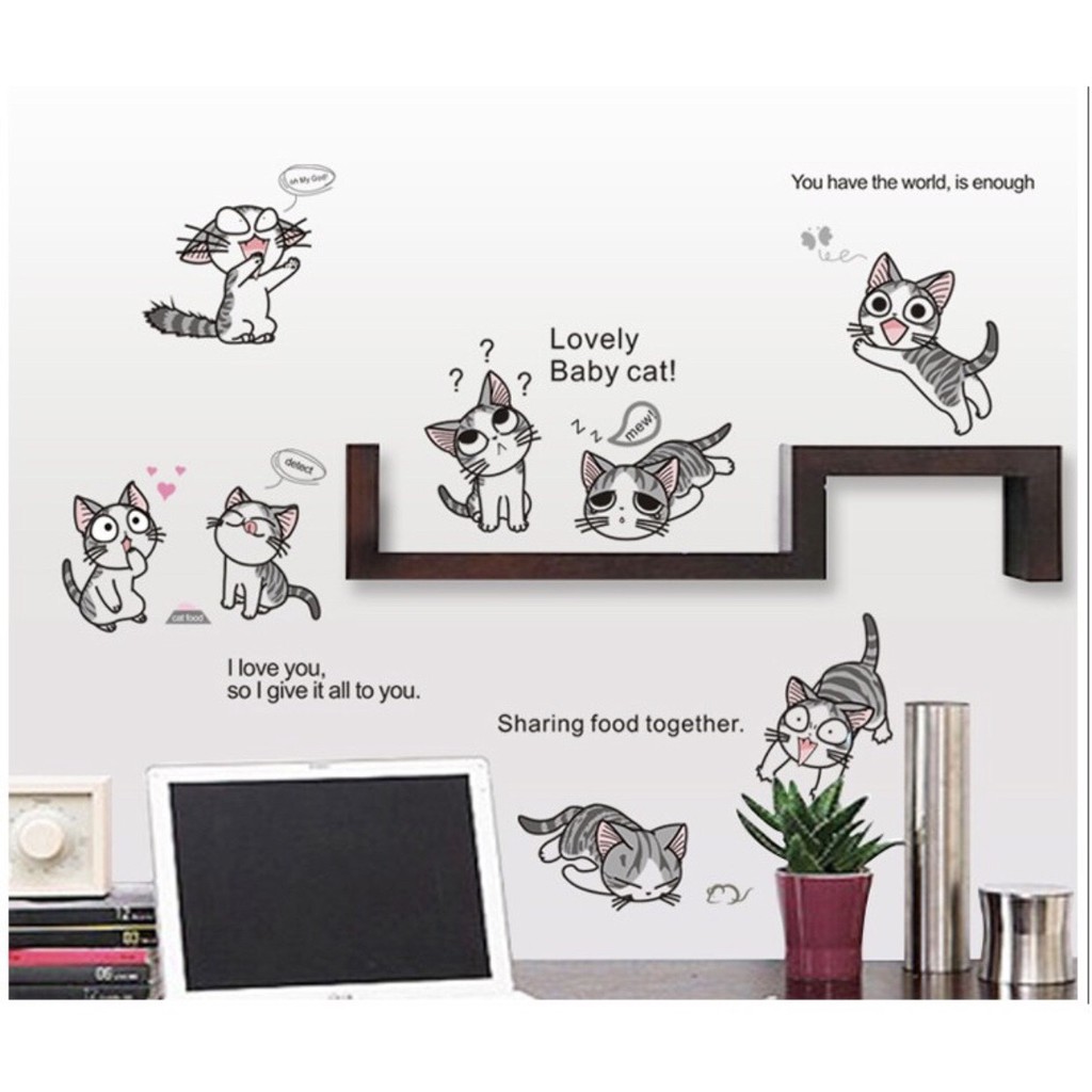 Decal Dán tường hình Mèo Chii 10 kiểu ngộ nghĩnh - decal trang trí phòng - Lizflower