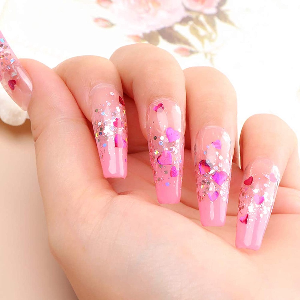 Hộp 12 Hộp Hạt Kim Sa / Trái Tim 3D Trang Trí Móng Tay