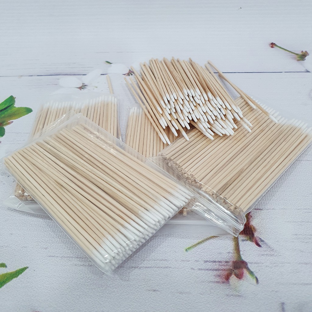 Tăm bông gỗ viền nét, Tăm bông nối mi, tháo mi, phun xăm