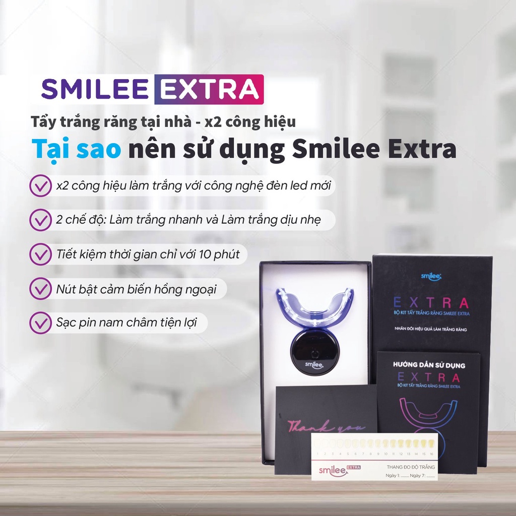 Máy làm trắng răng Smilee Extra hiệu quả tẩy trắng răng gấp 2 lần phù hợp với mọi loại răng - Hàng chính hãng