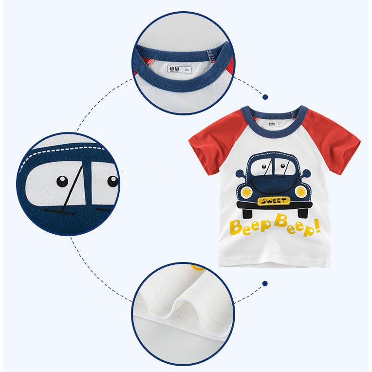 Áo Thun Tay Ngắn In Hình Xe Hơi Cá Tính Cho Bé Trai