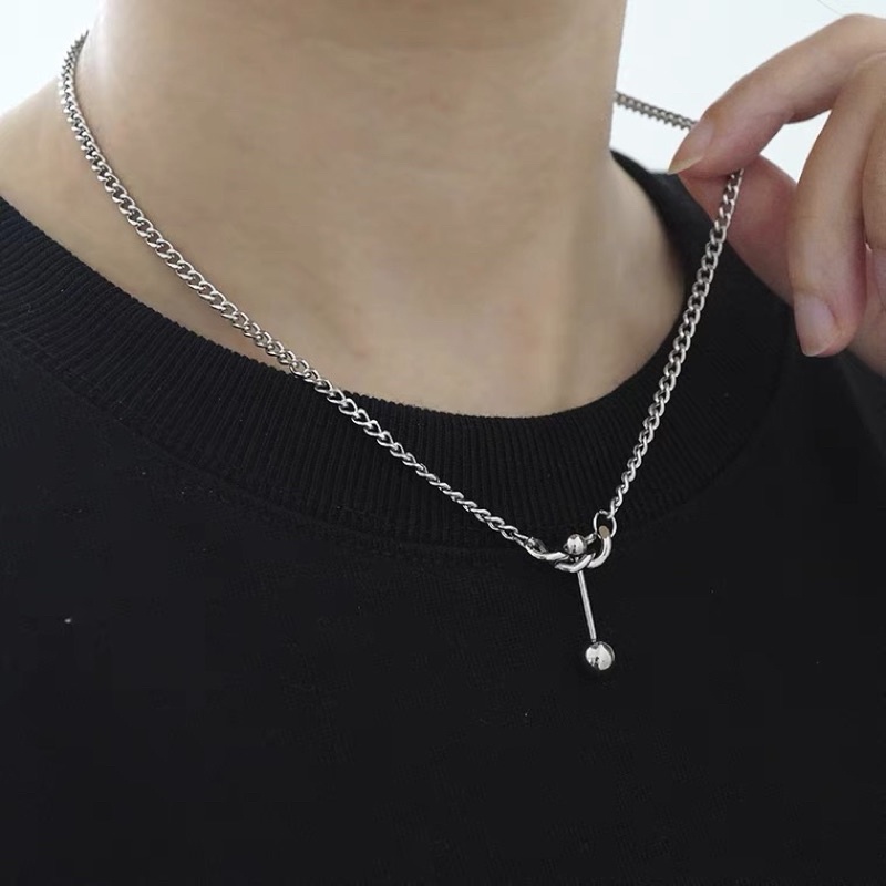 Vòng Cổ Dây Chuyền Nam Nữ Thép Không Gỉ Charm Quả Tạ N02
