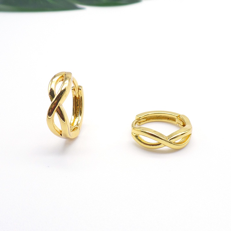Đôi khuyên tai WE FLOWER mạ vàng 14K/ mạ bạc S925 kiểu dáng tròn xoắn thiết kế tối giản thời trang dành cho nữ