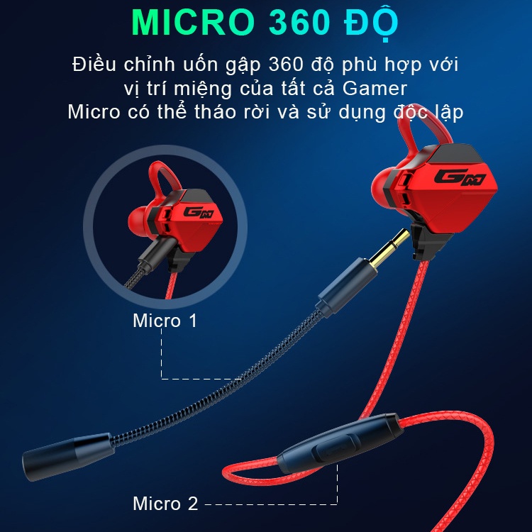 Tai nghe gaming chơi game cho điện thoại SIDOTECH G11 có mic chơi PUBG mobile / FF / ROS / Tốc chiến mic rời 360