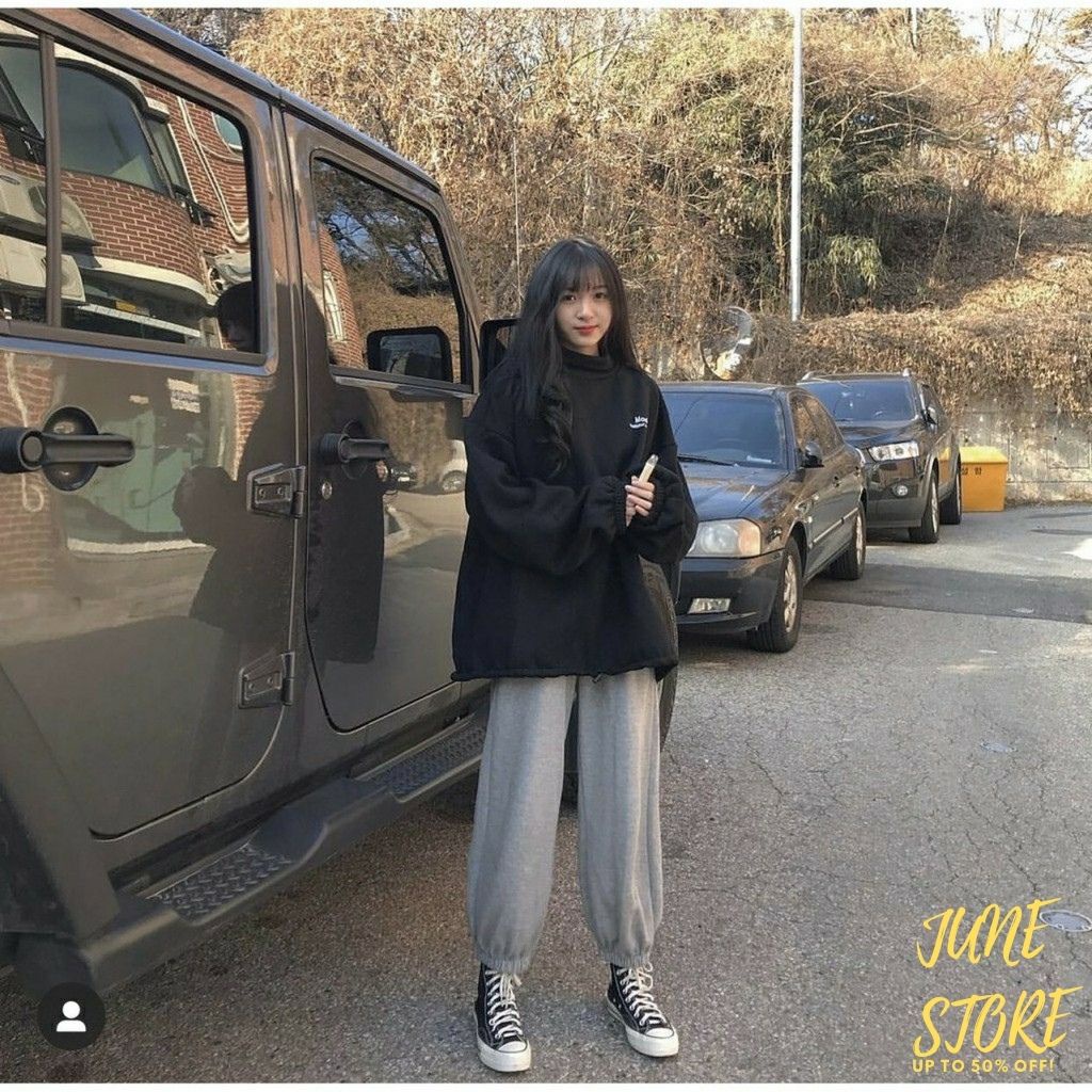 Quần jogger nữ ống rộng unisex vải thun da cá dày dặn, quần ống rộng nữ nỉ thun dáng jogger mặc thu đông