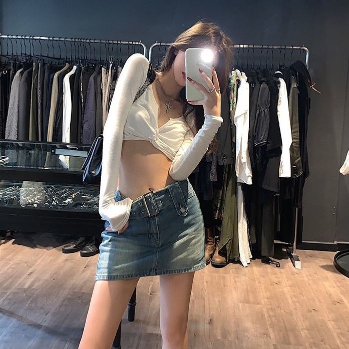 [MURIOKI] Áo Thun Tay Dài Thiết Kế Thắt Nút Độc Đáo Thời Trang Mùa Thu 2022 Cho Nữ