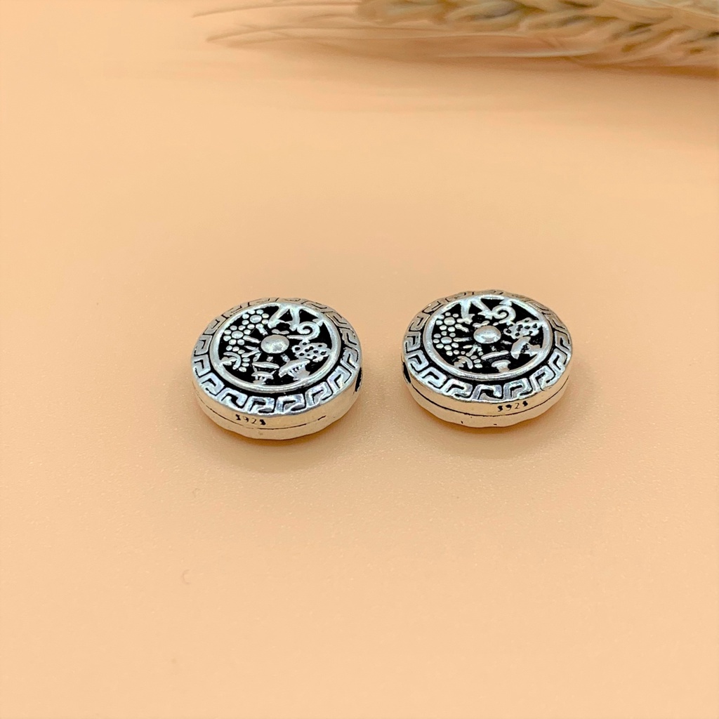 Charm nối pháp luân cỡ lớn bạc thái và bạc trắng - Charm Bạc 925 - Mã CA131 CB830