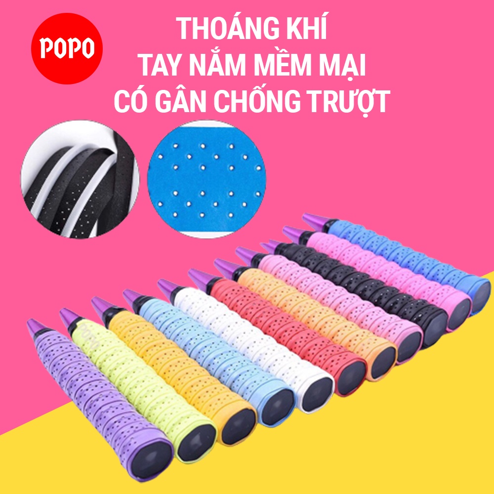 Quấn cán vợt, cuốn cán vợt cầu lông tennis POPO OG2  quấn vợt, cuốn cán có lỗ thoáng khí, gân chống trơn
