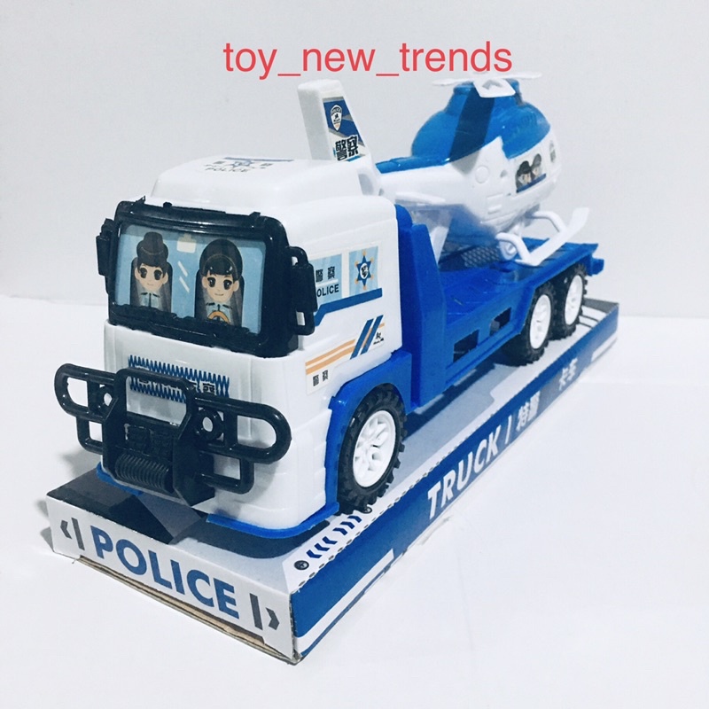 Đồ chơi ô tô, xe police chở máy bay .Xe chạy lực đà, kích thước 26cm x 6cm