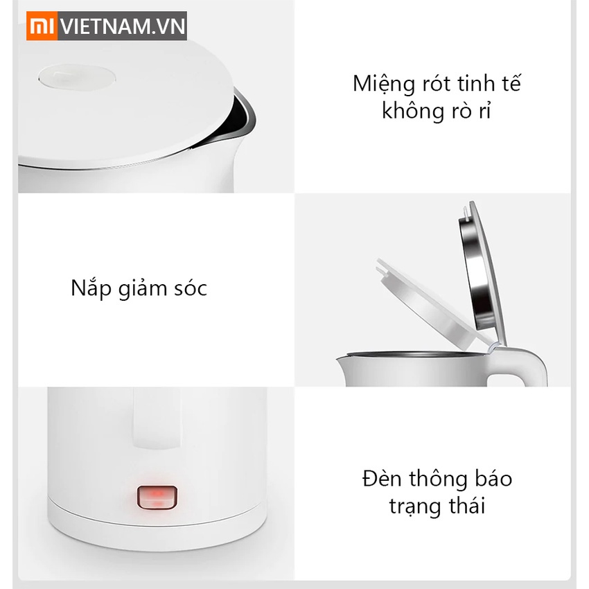 Ấm siêu tốc Xiaomi Mijia 1A đun nước siêu nhanh, công suất 1800W, dung tích 1.5L, 2 lớp chống bỏng