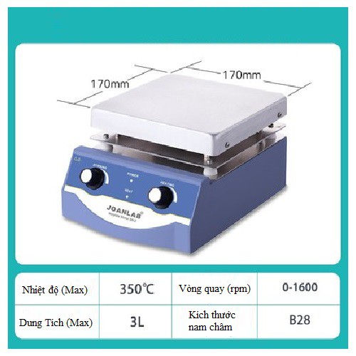 Máy khuấy từ gia nhiệt hãng JOAN LAB. Tiêu chuẩn Châu Âu. khuấy trộn dung dịch, xi mạ nữ trang và các hóa