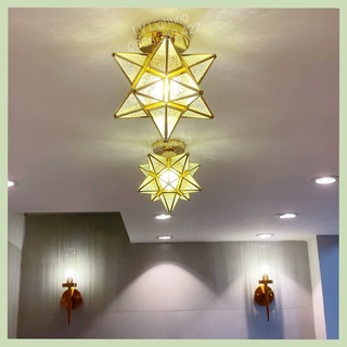Đèn ốp Trần gắn Ban Công, Hành Lang Hình Ngôi Sao Màu Vàng hoặc Đen chiếu sáng lối đi hoặc trang trí phòng khách mã 106