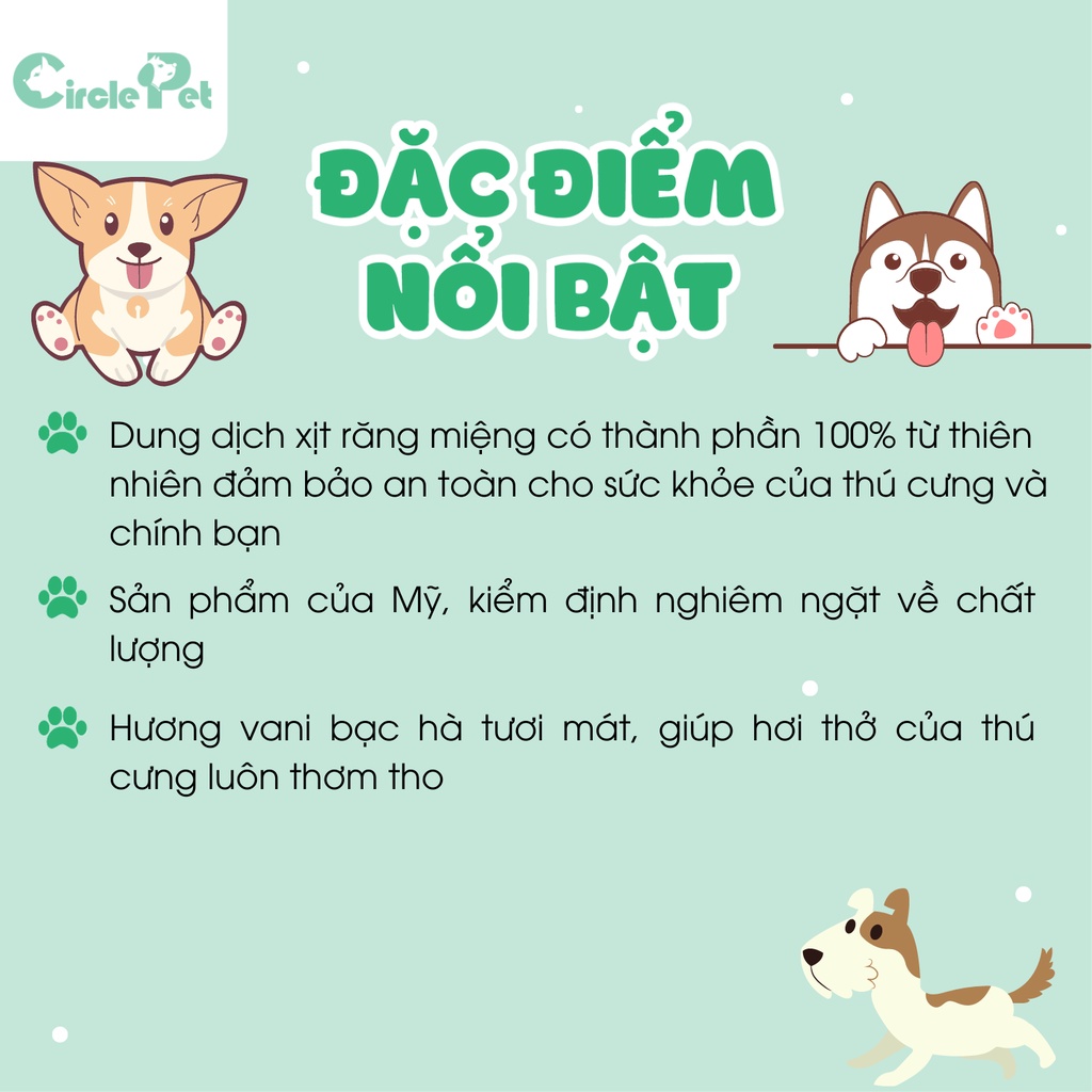 Dung Dịch Xịt Răng Miệng Cho Chó Tropiclean Fresh Breath Hương Vani Bạc Hà Làm Sạch Răng Miệng 118ml - Circle Pet