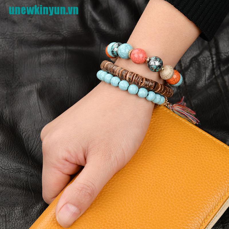 Y●Set 3 VòNg Đeo Tay ChuỗI HạT Phong CáCh Bohemia