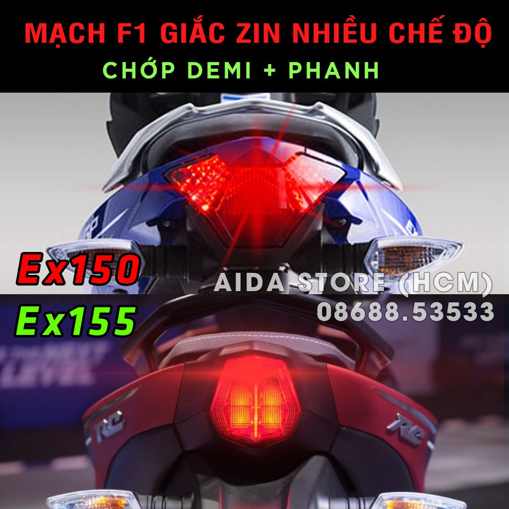 Ex150/155 - Bộ mạch sẵn giắc zin tạo chớp stop F1 1-7 chế độ cho Yahama Exciter 150/155, NVX