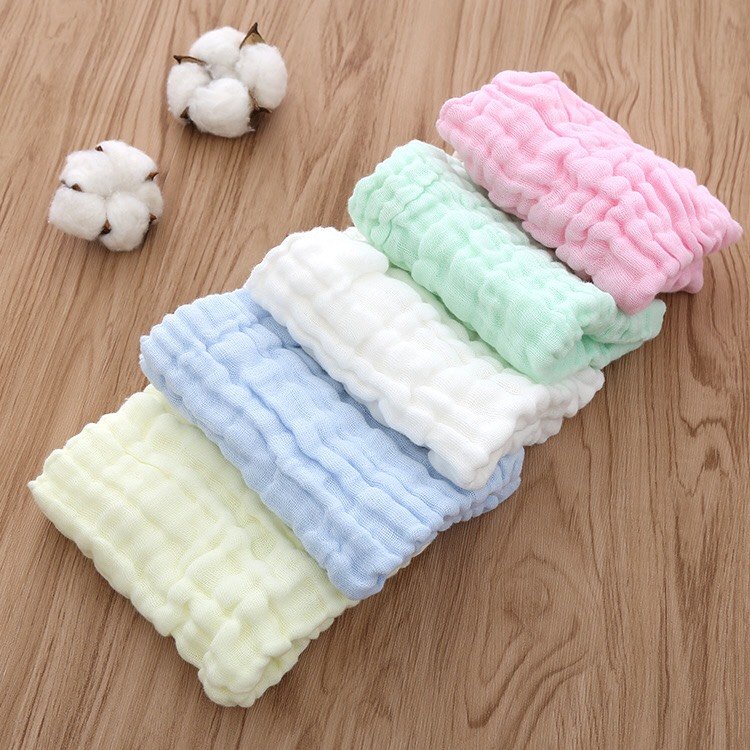 Khăn rửa mặt 6 lớp xô trơn màu, khăn mặt mềm mại cho bé sơ sinh và trẻ nhỏ