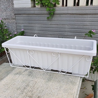 Combo khung sắt + chậu treo ban công d63cm x r20cm x c19cm trắng
