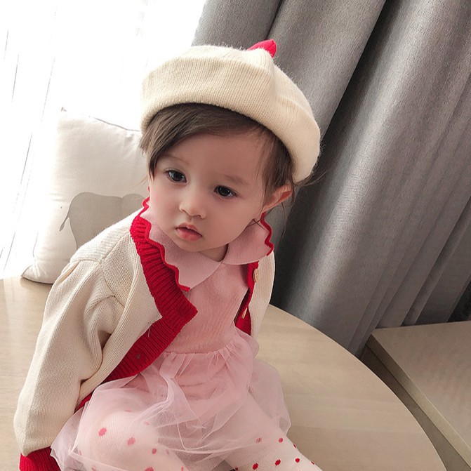 Mũ len beret giữ ấm phong cách Hàn Quốc đáng yêu cho bé