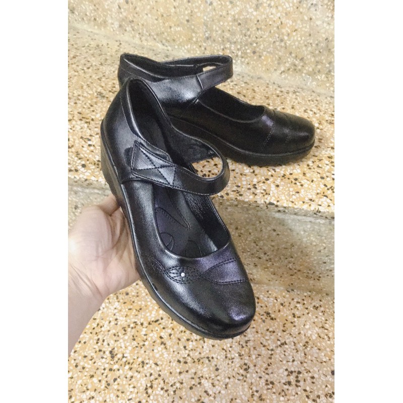 Giầy da nữ trung niên quai ngang đế 5cm