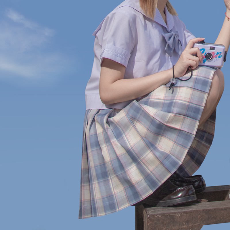 Chân váychân váy dài✕[Sakura Hai Ting] Haruno JK Uniform chính hãng Váy kẻ sọc gốc xếp ly thân ngắn giữa sinh viê