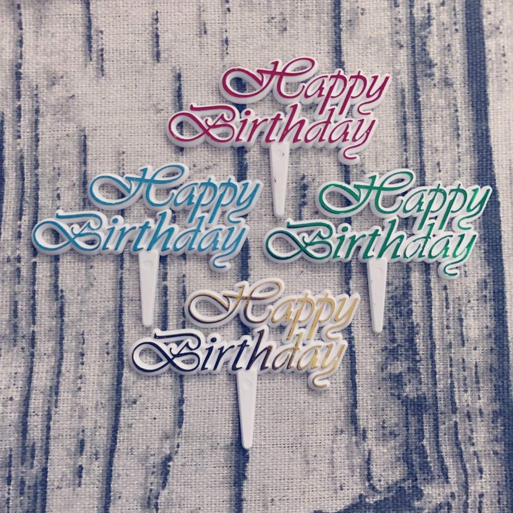 1 cái bảng thẻ nhựa Happy Birthday ⚡ HÀNG CAO CẤP ⚡ thẻ trang trí bánh sinh nhật với nhiều kiểu chữ bắt mắt
