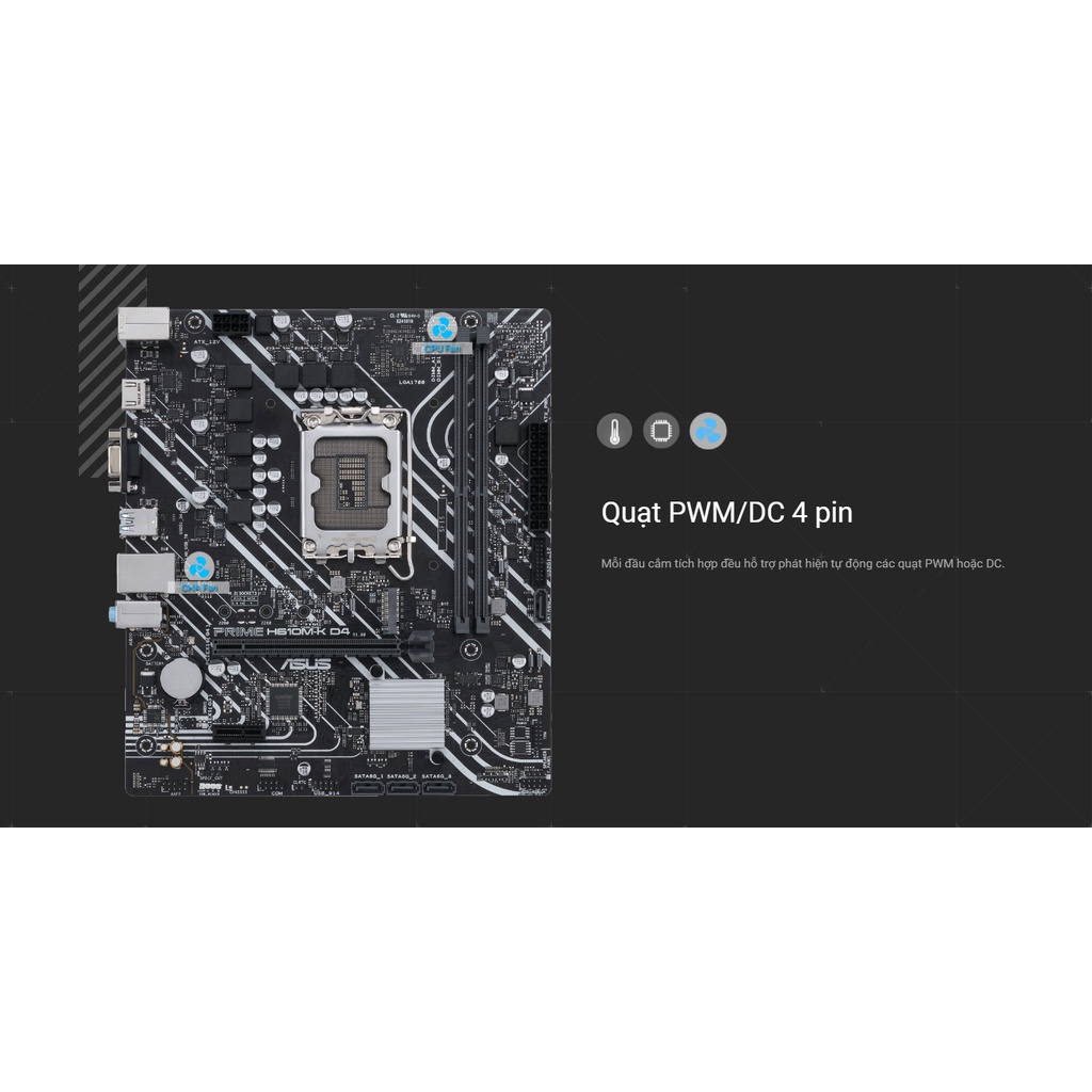 Bo mạch chủ Mainboard máy tính gaming Asus Prime H610M-K D4 - Hàng chính hãng bảo hành 36 tháng