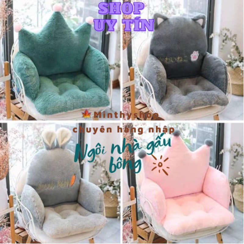 Nệm đệm lót ghế ngồi nệm lông thỏ, gối tựa lưng lót ghế sofa (mã 01)