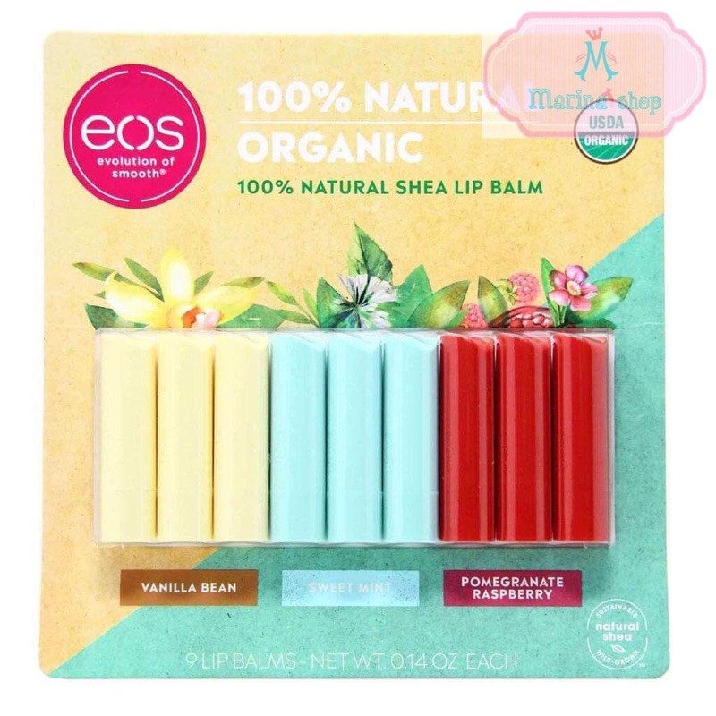Son dưỡng EOS 100% Organic dạng thỏi -Dưỡng ẩm ,ngừa nứt nẻ môi,dưỡng hồng