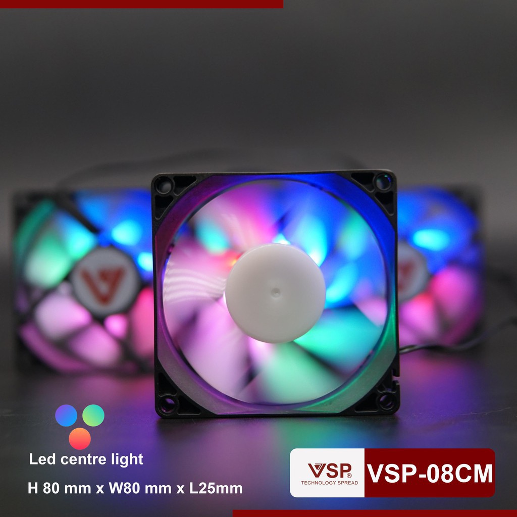Fan LED 80mm ( Fan 8 ) gắn thùng case máy tính cực đẹp 5 màu