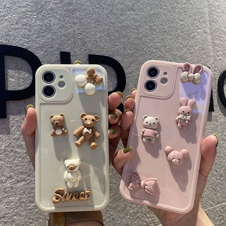 Ốp điện thoại silicon mềm in họa tiết gấu và thỏ cho Iphone Xr 11Promax 78Plus 12
