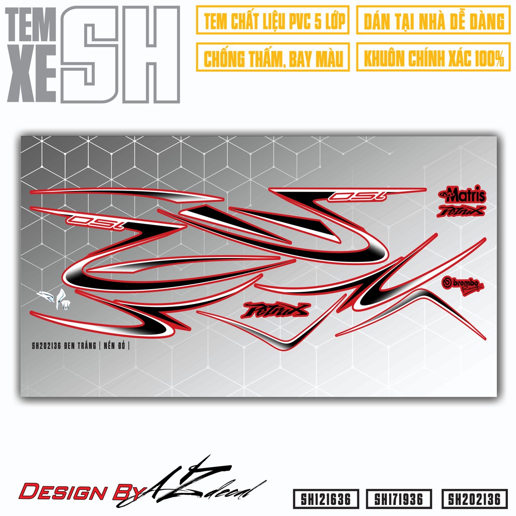 Tem Chỉ Cách Điệu | SH36 | Decal Rời PVC Chống Nước, Bền Màu, Tem Rời Xe Máy Dễ Dán Tại Nhà